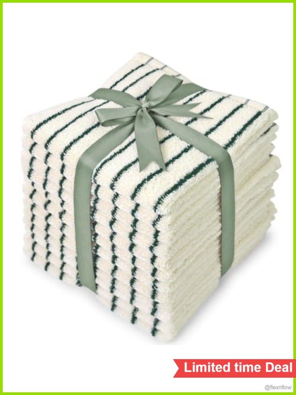 Cotton Washcloths 12 Pack 13x13 Striped Terry Face Body Spa Kitchen Cloths